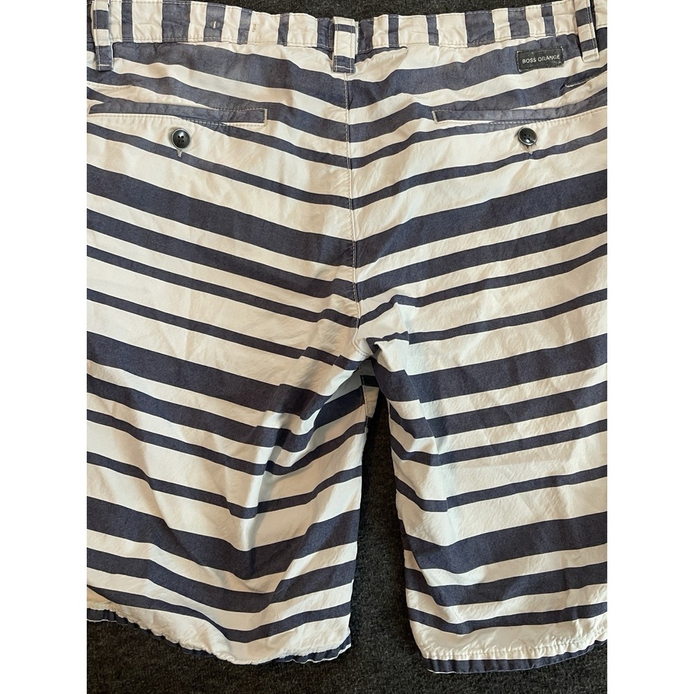 HUGO BOSS Boss Orange Men's Slim Fit Chino Shorts Blue Stripe Size 38 - Picture 5 of 6